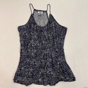 Old Navy High Neck Halter Tank Top Womens Large Navy Floral Paisley Boho Summer